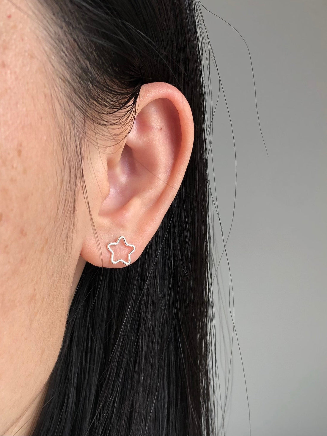 Set silver Moon star heart stud earrings, hollow heart earrings, hollow star moon earrings, heart earrings, crescent moon studs, star studs