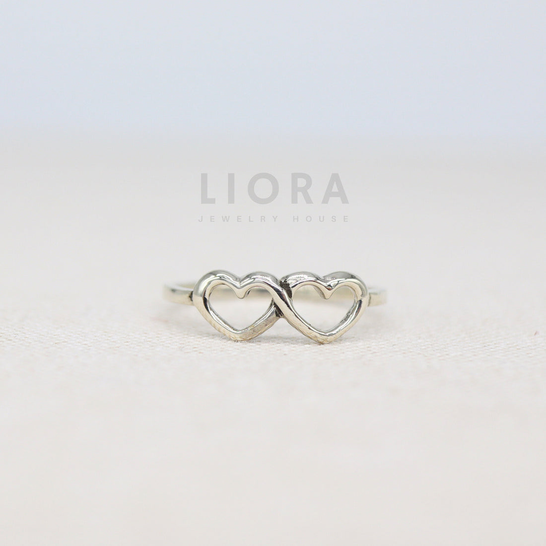 925 Sterling Silver Double Heart Ring, Infinity Heart Ring, Two Heart Ring, Entwine Heart Ring, Heart Ring