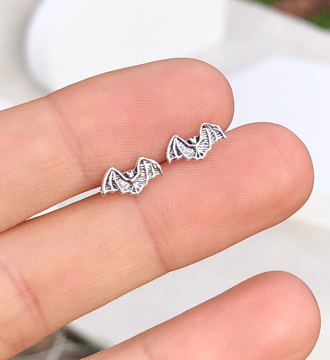 925 Sterling Silver Bat Stud Earrings, Bat Earrings, Animal Earrings, Bat Gift, Halloween Gift