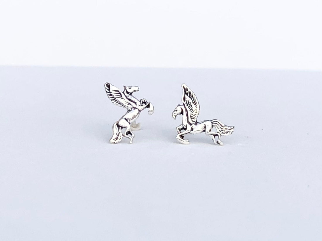 925 Sterling Silver Pegasus Stud Earrings, Pegasus Earrings, Horse Earrings, Horse Wing, Unicorn Earrings, Pegasus Gift