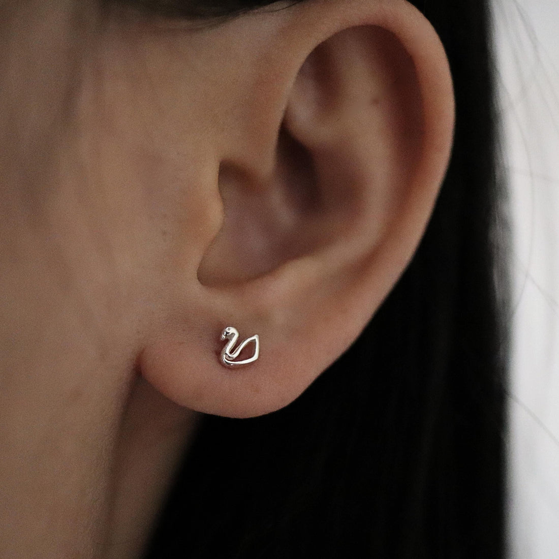 925 Sterling Silver Swan Stud Earrings, Mini Swan Earrings, Tiny Swan Studs, Swan Earrings, Swan Gift, Animal Earrings, Swan Lover Gift