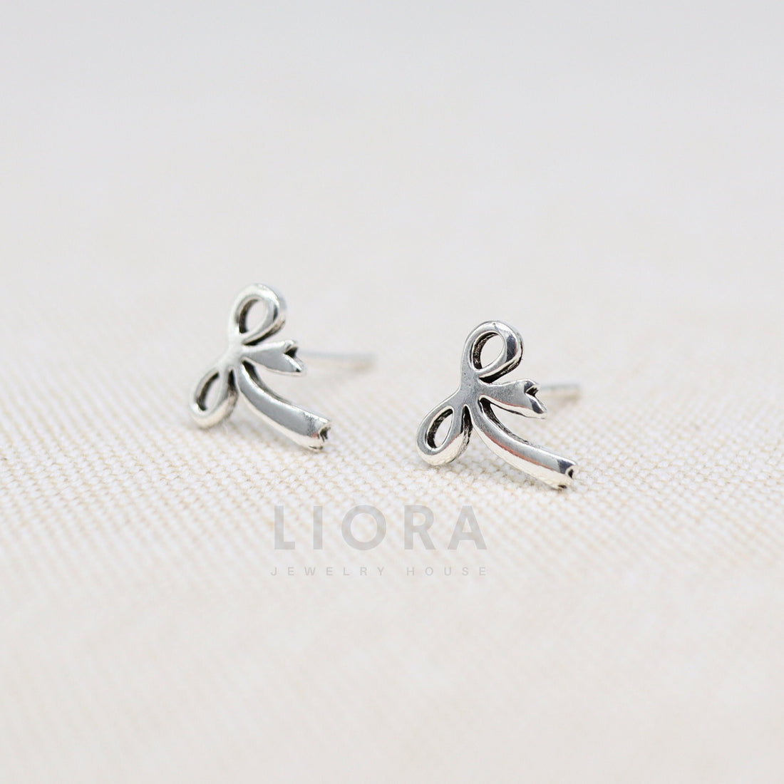 925 Sterling Silver Ribbon Bow Stud Earrings, Bow Earrings, Bowties Earrings, Bow Gift, Small Bow Earrings